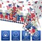 3 Pack 4th of July Tablecloth Decorations, Vase Flower Patriotic Plastic Table Cover